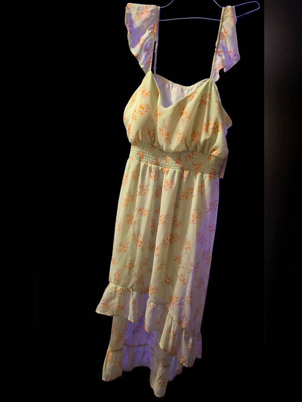 NWT No Boundaries Light Green Floral High-Low Chiffon Dress Size XXL
